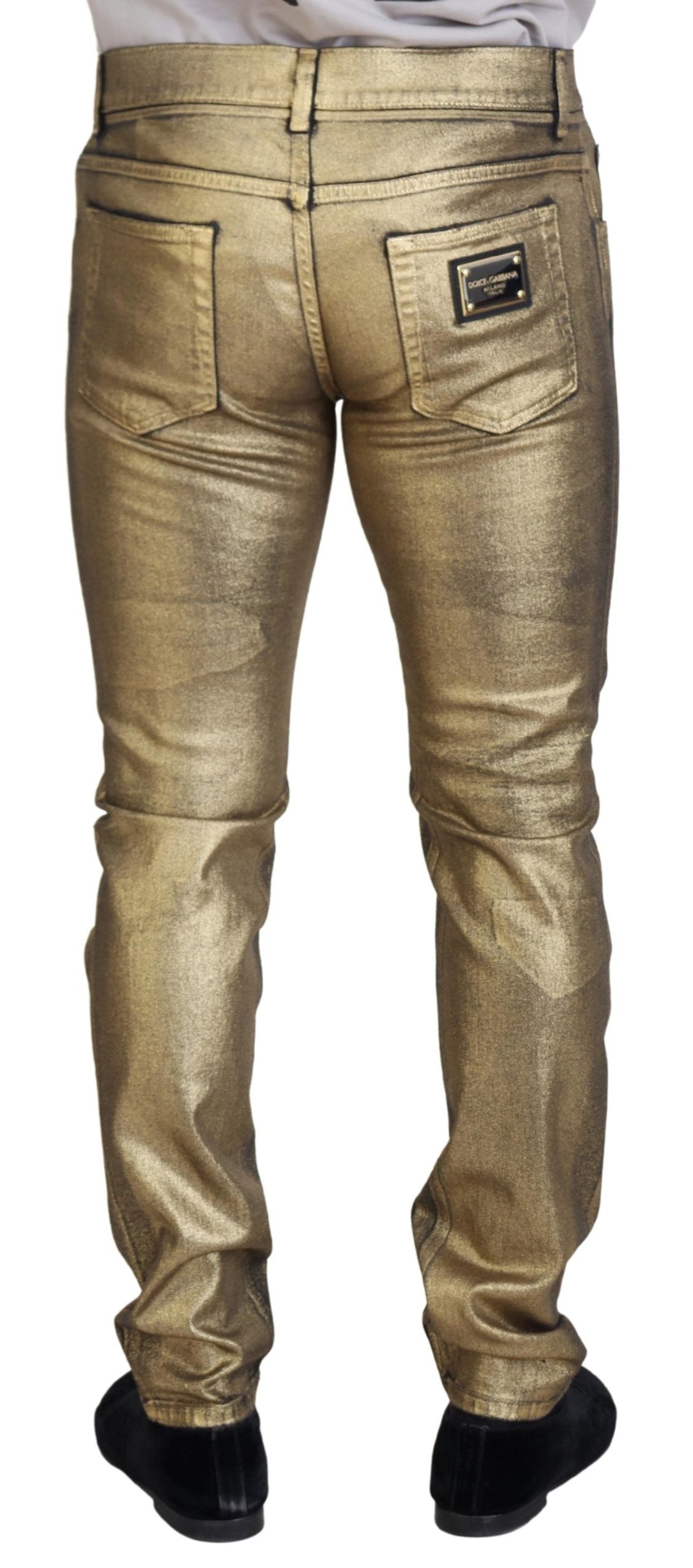 Elegant Gold Denim Elegance