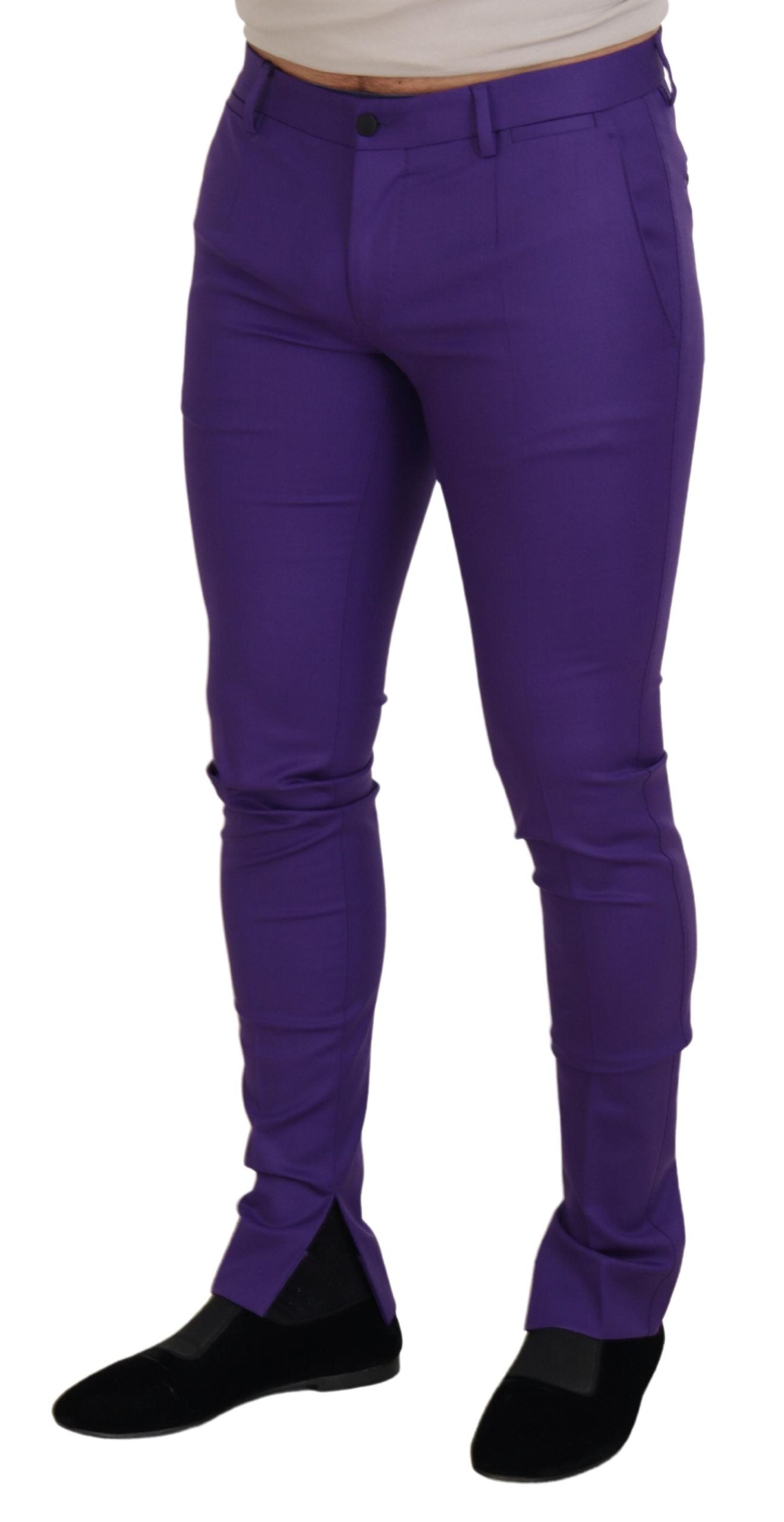 Elegant Purple Wool Blend Trousers