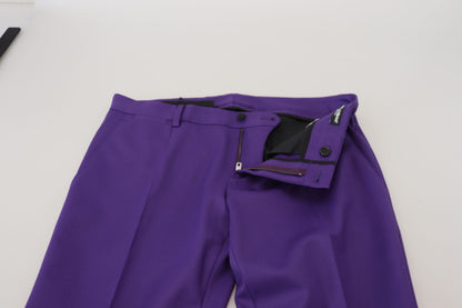 Elegant Purple Wool Blend Trousers