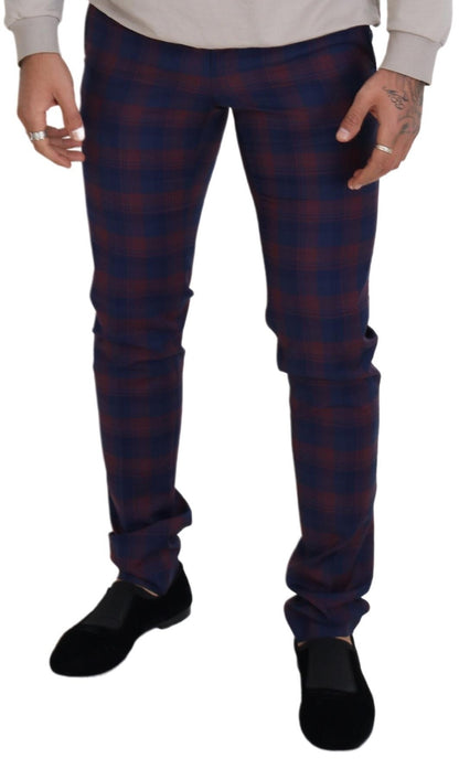 Chic Multicolor Checkered Wool Pants