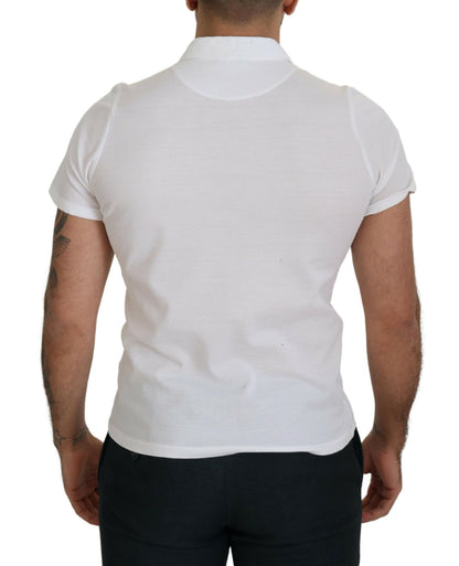 Elegant White Cotton Polo T-Shirt