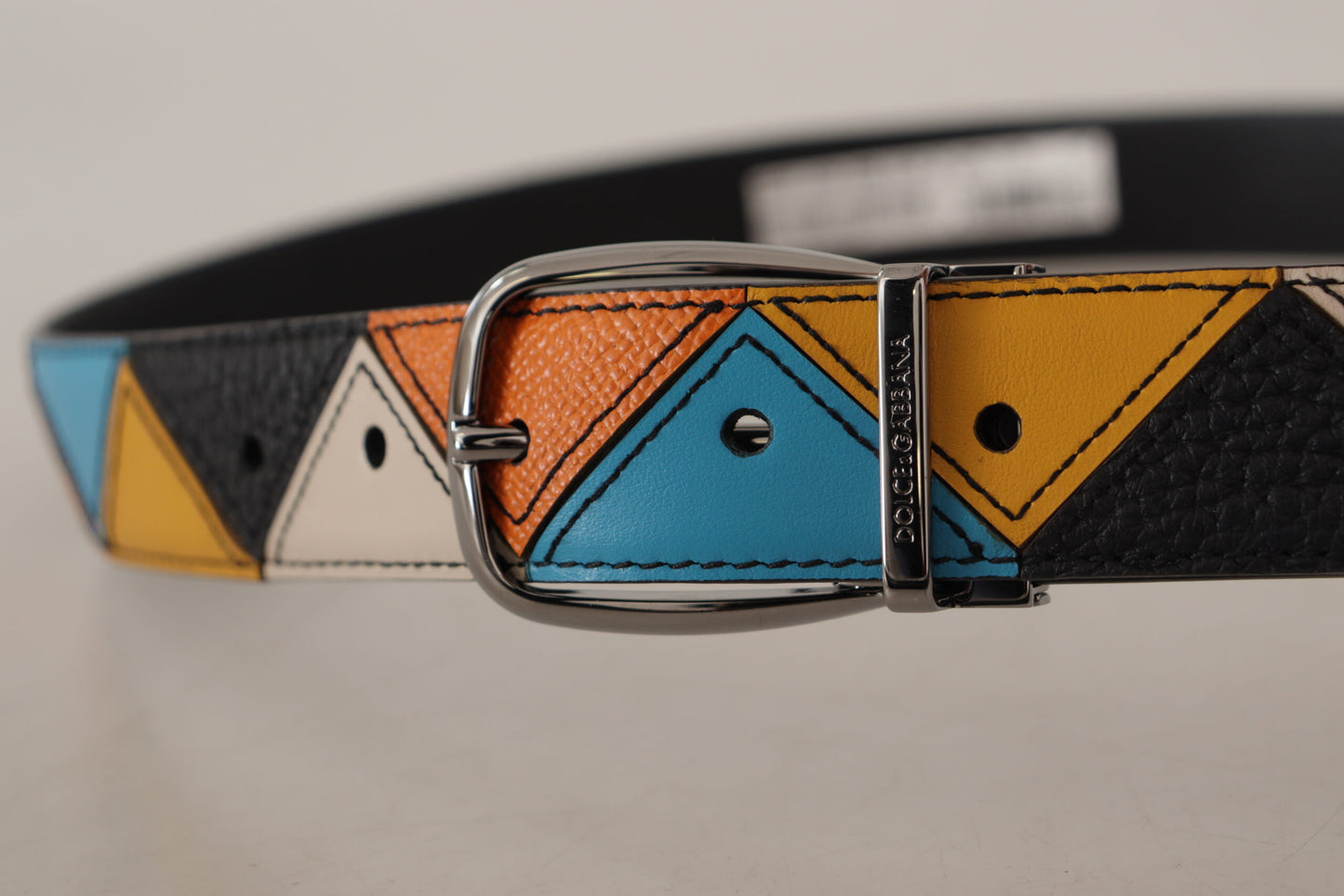 Elegant Multicolor Leather Belt with Silver Buckle