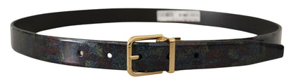 Elegant Black Vernice Leather Belt