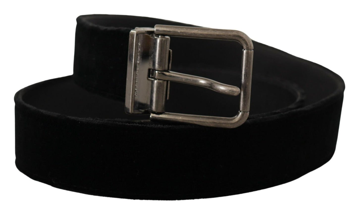 Elegant Black Leather Belt with Square Buckle