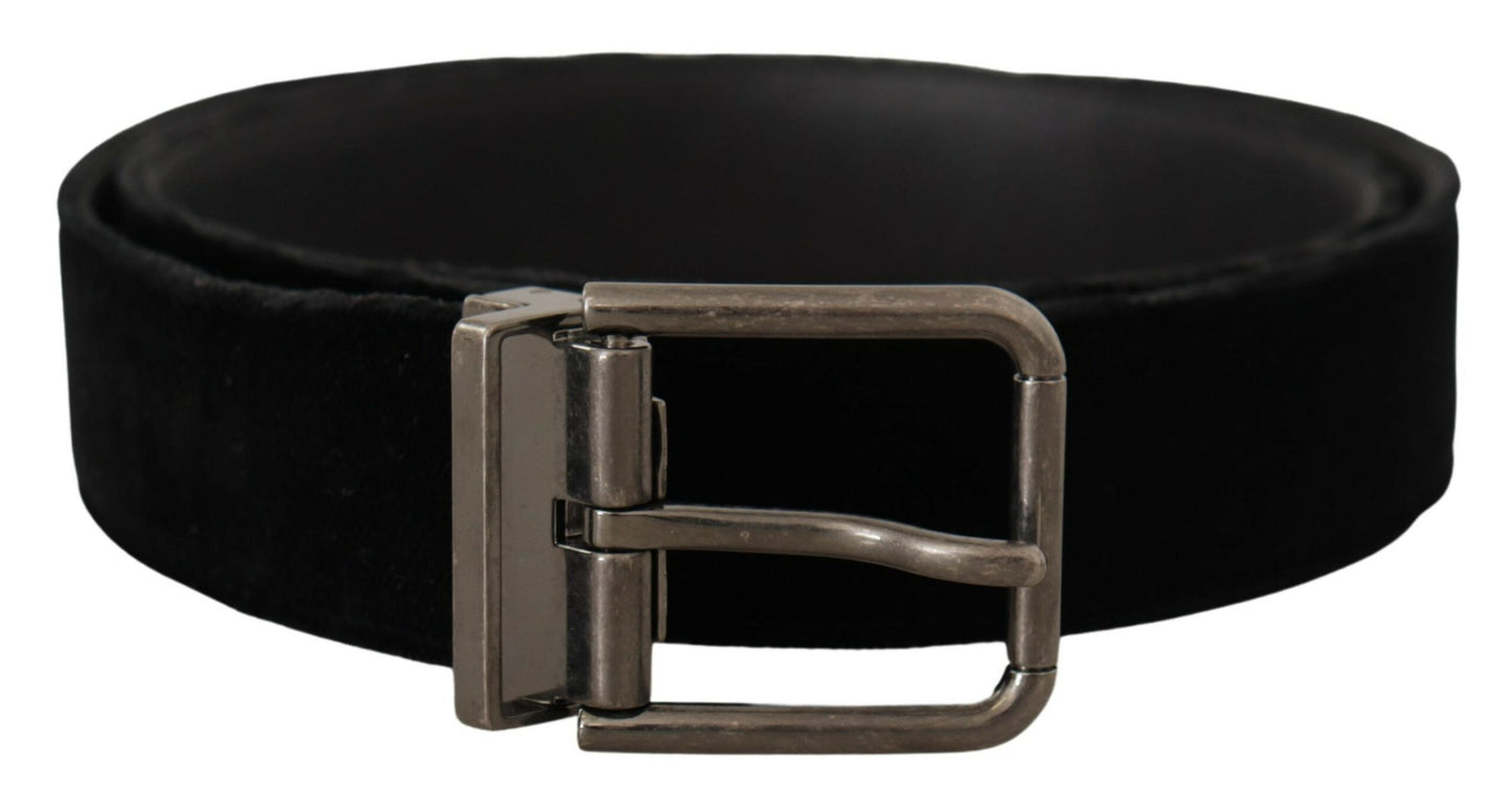 Elegant Black Leather Belt with Square Buckle