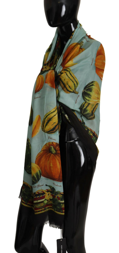 Vegetable Print Silk Blend Scarf