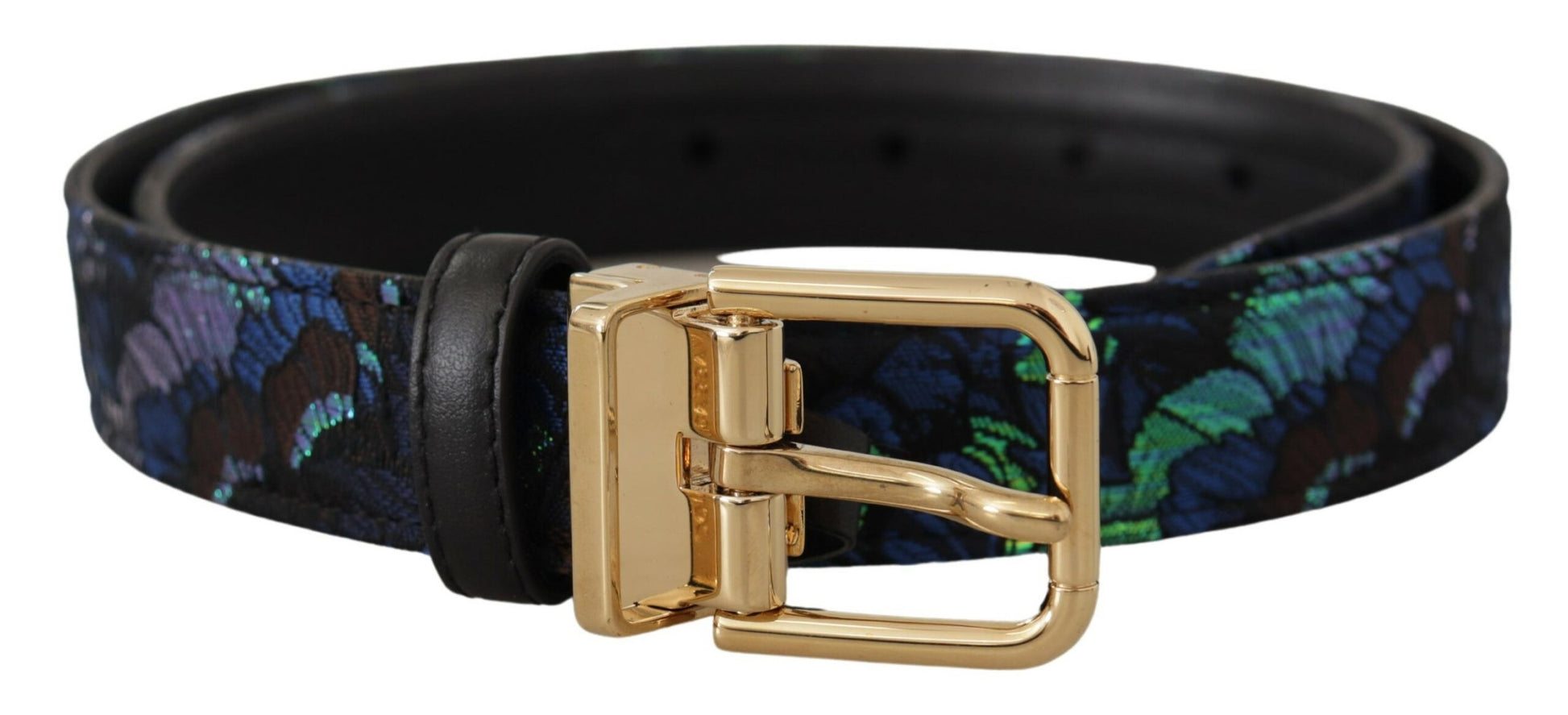 Elegant Multicolor Leather Belt with Gold Buckle