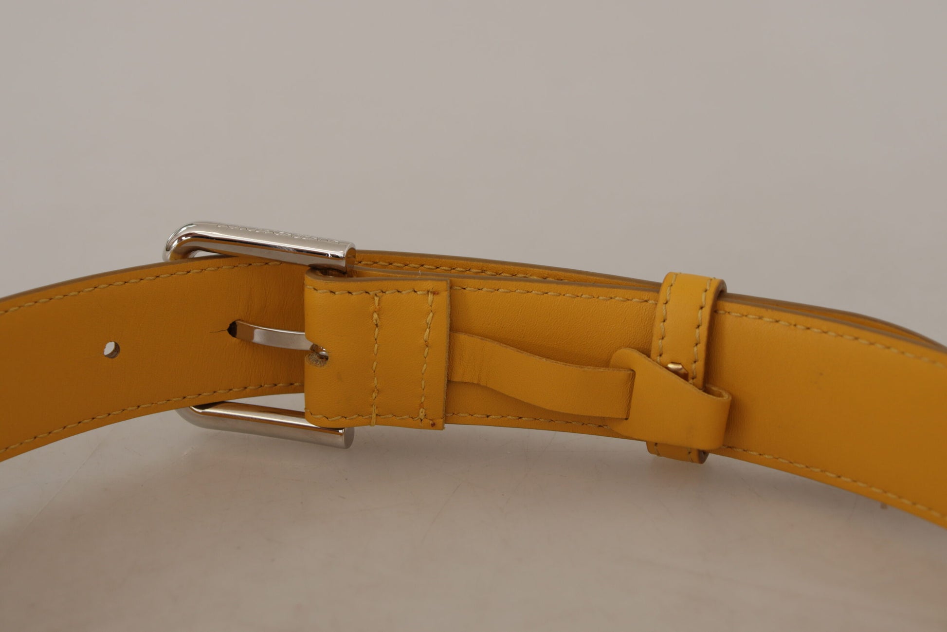 Elegant Leather Belt in Sunshine Yellow