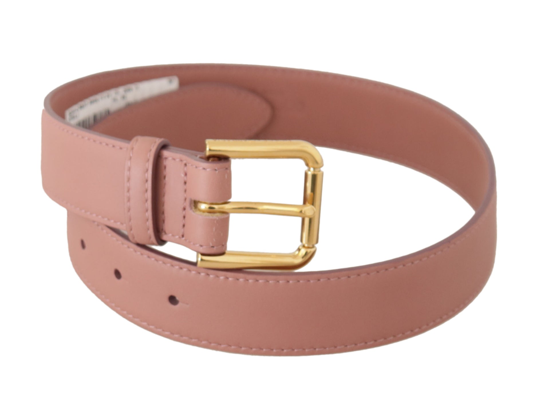 Elegant Pink Leather Belt with Engraved Buckle