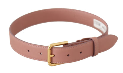 Elegant Pink Leather Belt with Engraved Buckle