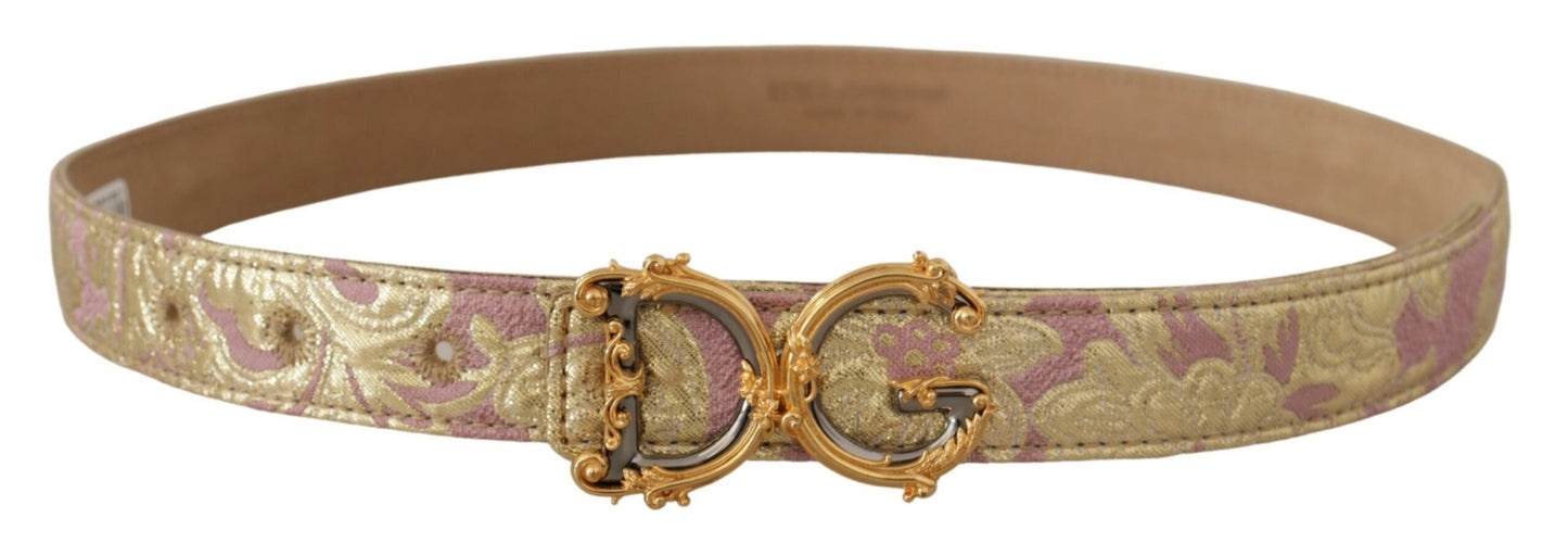 Chic Gold and Pink Leather Belt