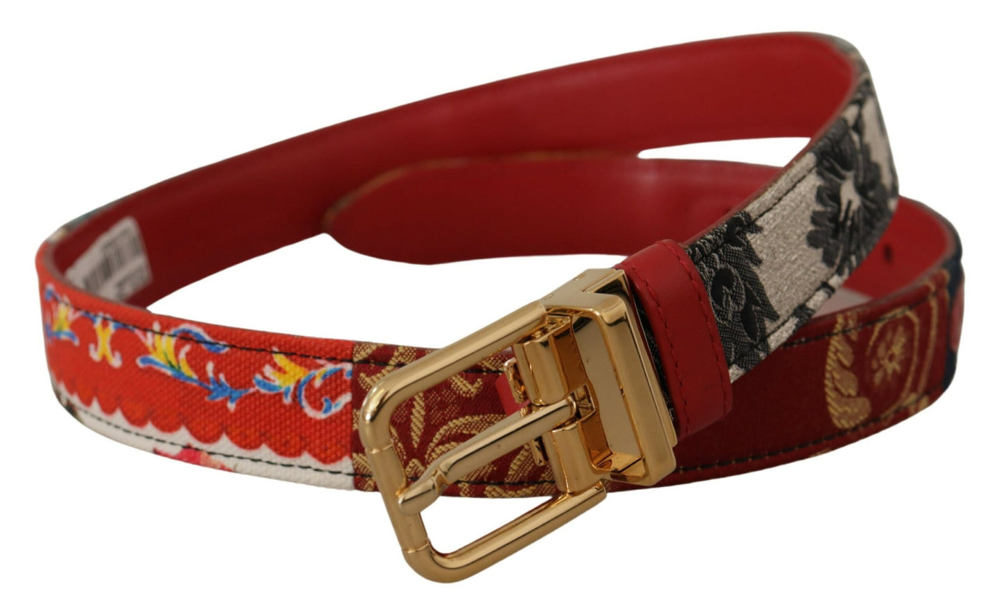 Chic Multicolor Leather Belt with Engraved Buckle