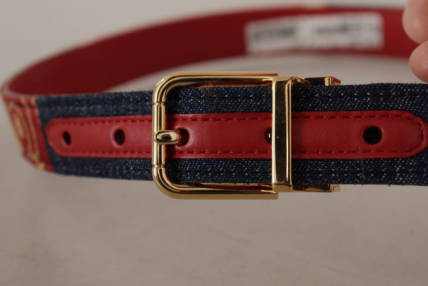 Chic Multicolor Leather Belt with Engraved Buckle