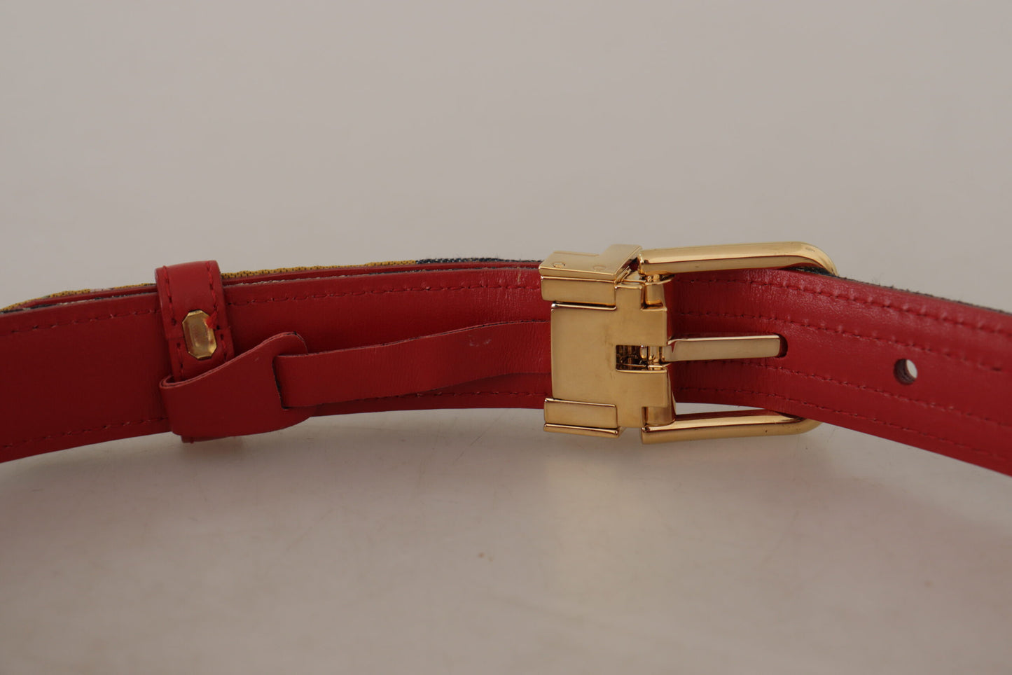 Chic Multicolor Leather Belt with Engraved Buckle