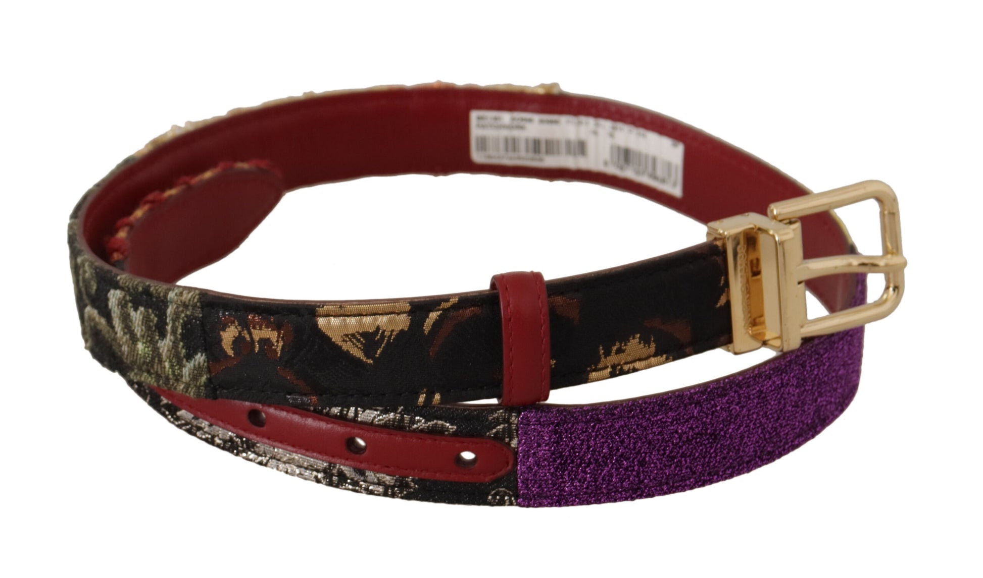 Multicolor Canvas Leather Belt with Engraved Buckle