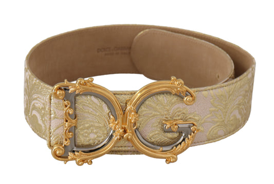 Elegant Gold and Pink Leather Belt