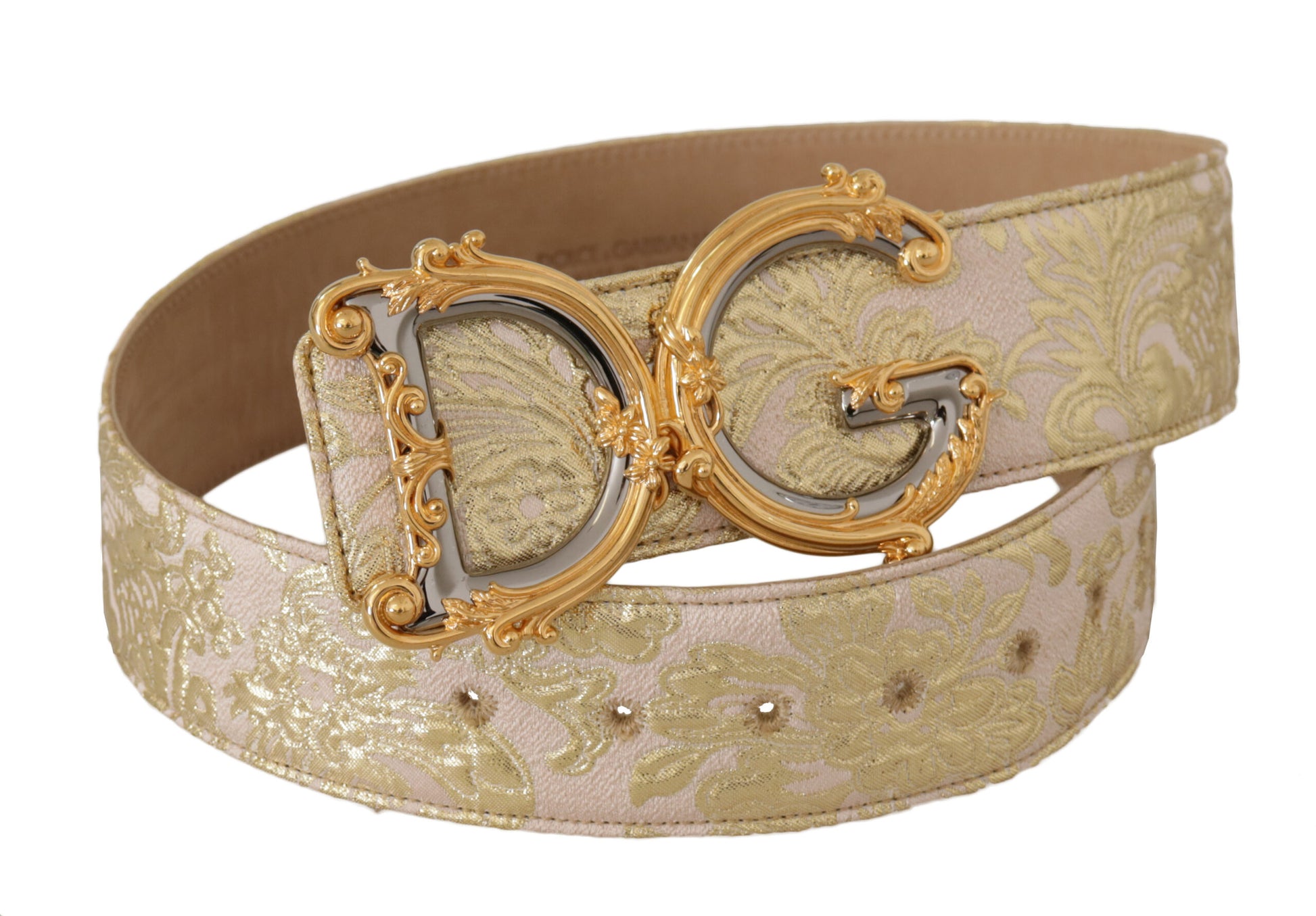 Elegant Gold and Pink Leather Belt