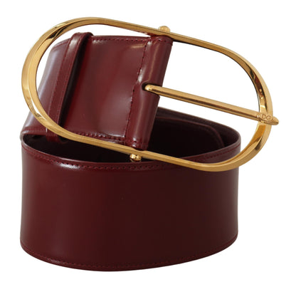 Engraved Logo Maroon Leather Belt