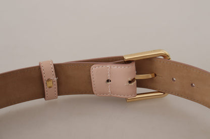 Elegant Light Pink Leather Belt