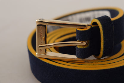 Chic Blue Suede Logo Buckle Belt