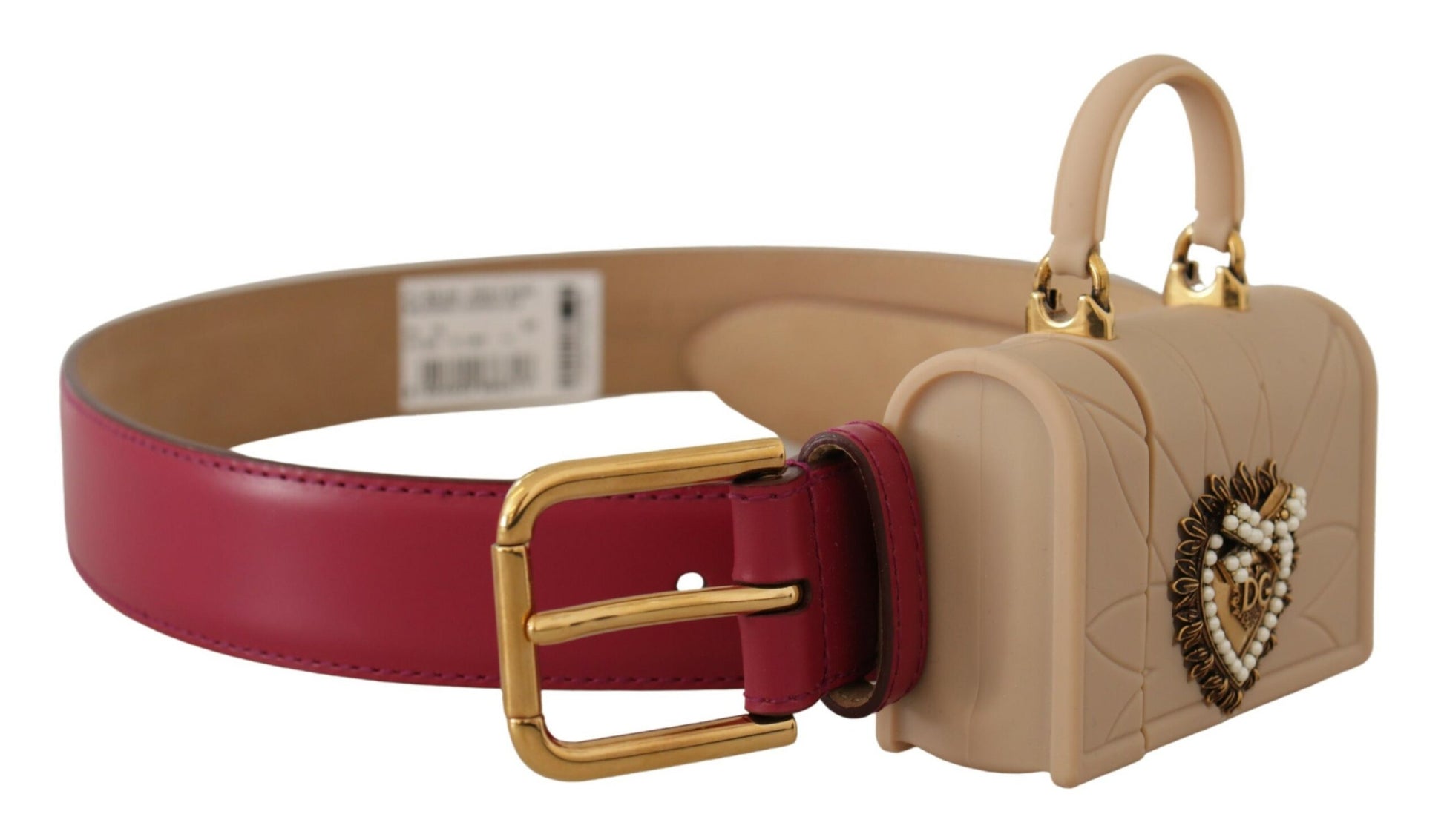 Elegant Pink Leather Belt with Headphone Case