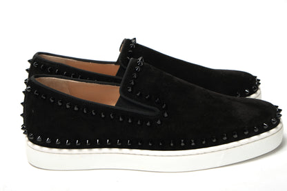 Black Pik Boat Flat Veau Shoes