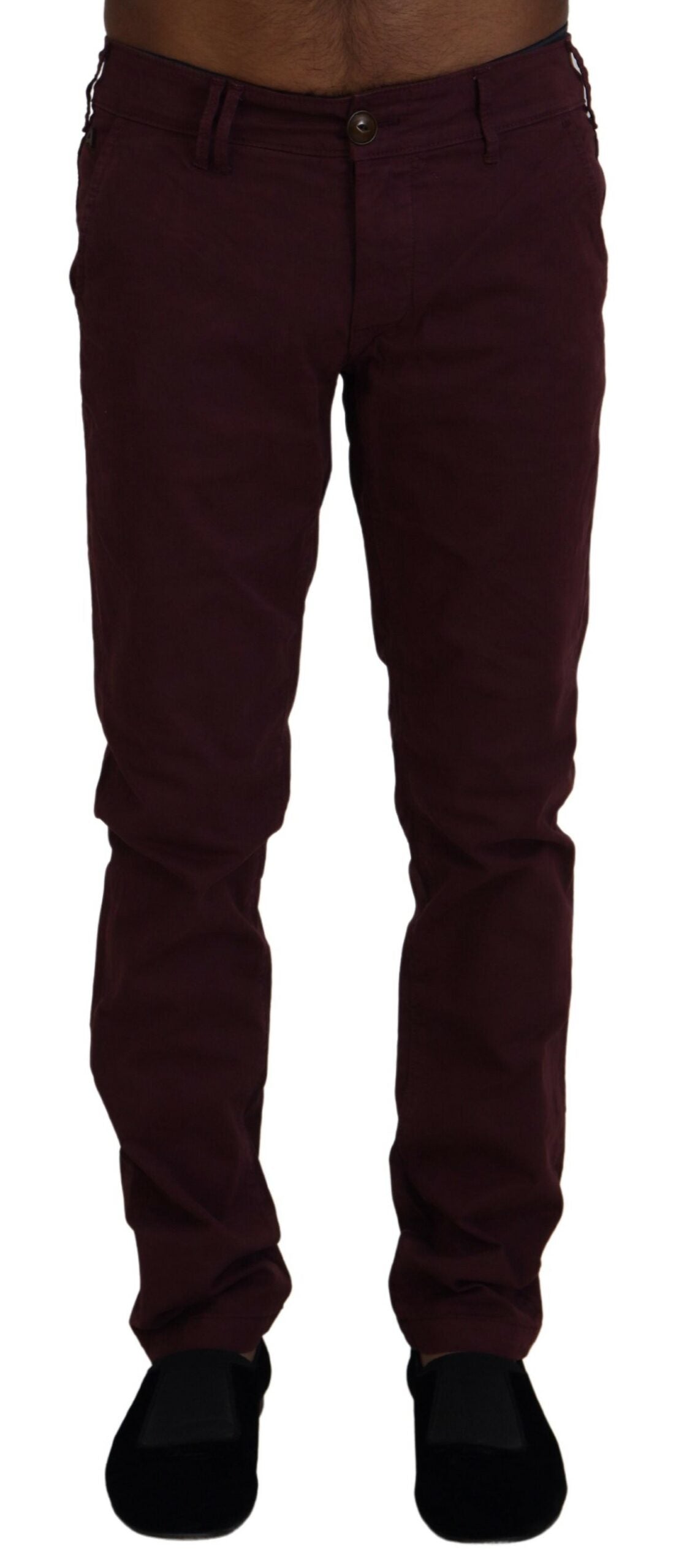 Maroon Skinny Fit Cotton Pants