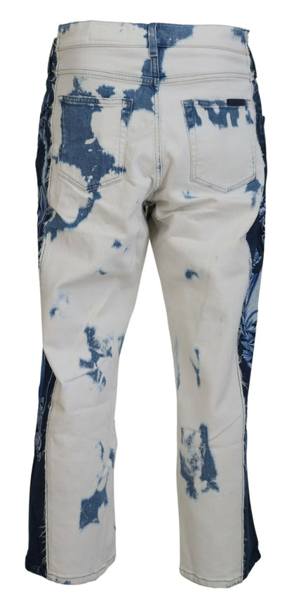 Elegant Loose Fit Denim Pants with Unique Print