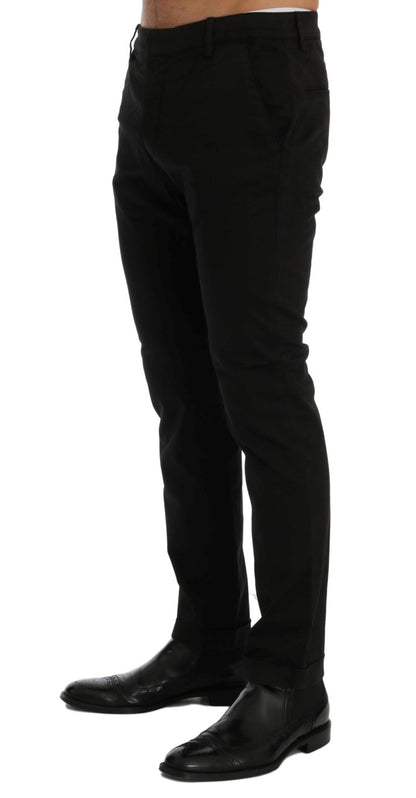 Chic Black Slim Fit Cotton Stretch Pants