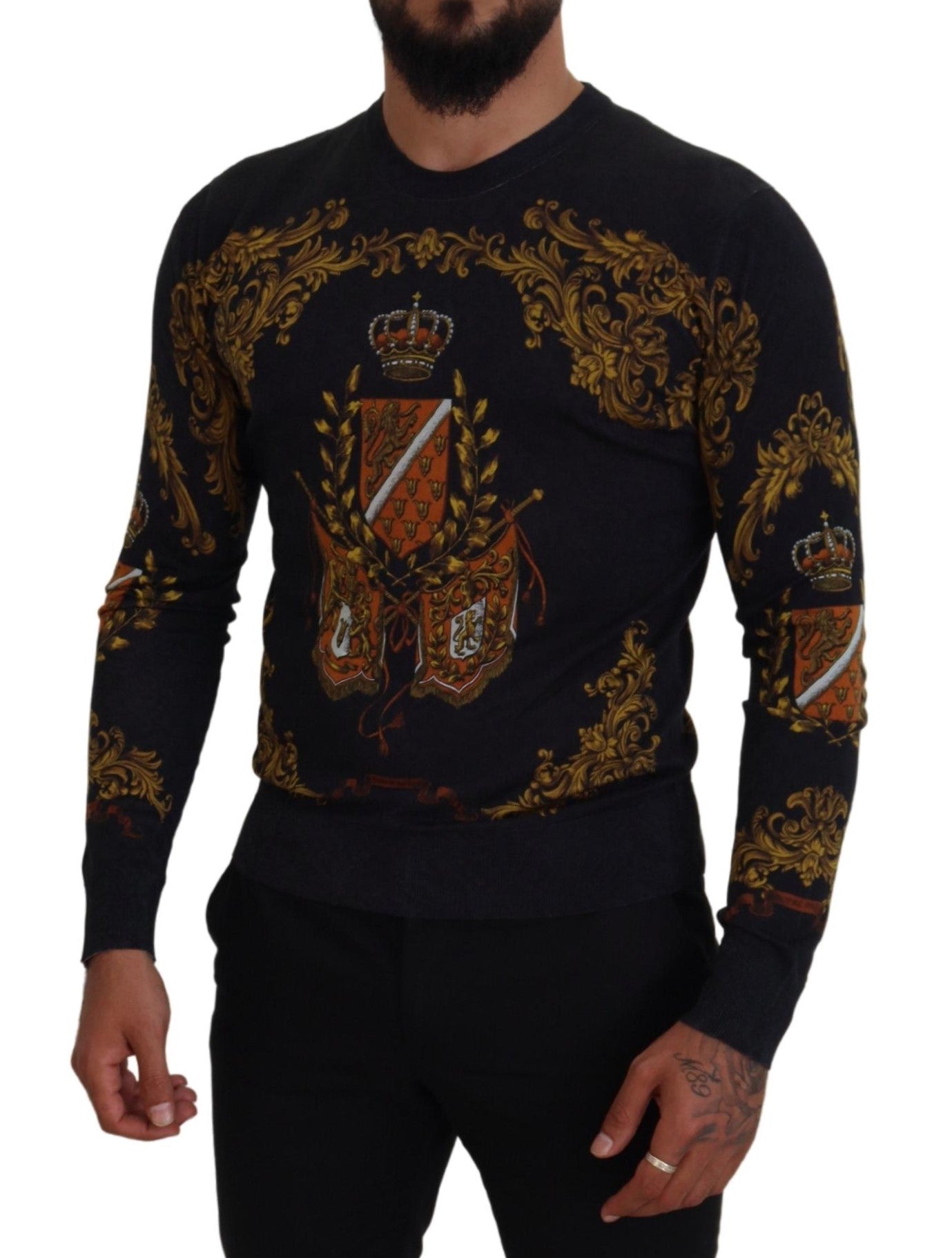 Baroque Medal Motive Silk Sweater