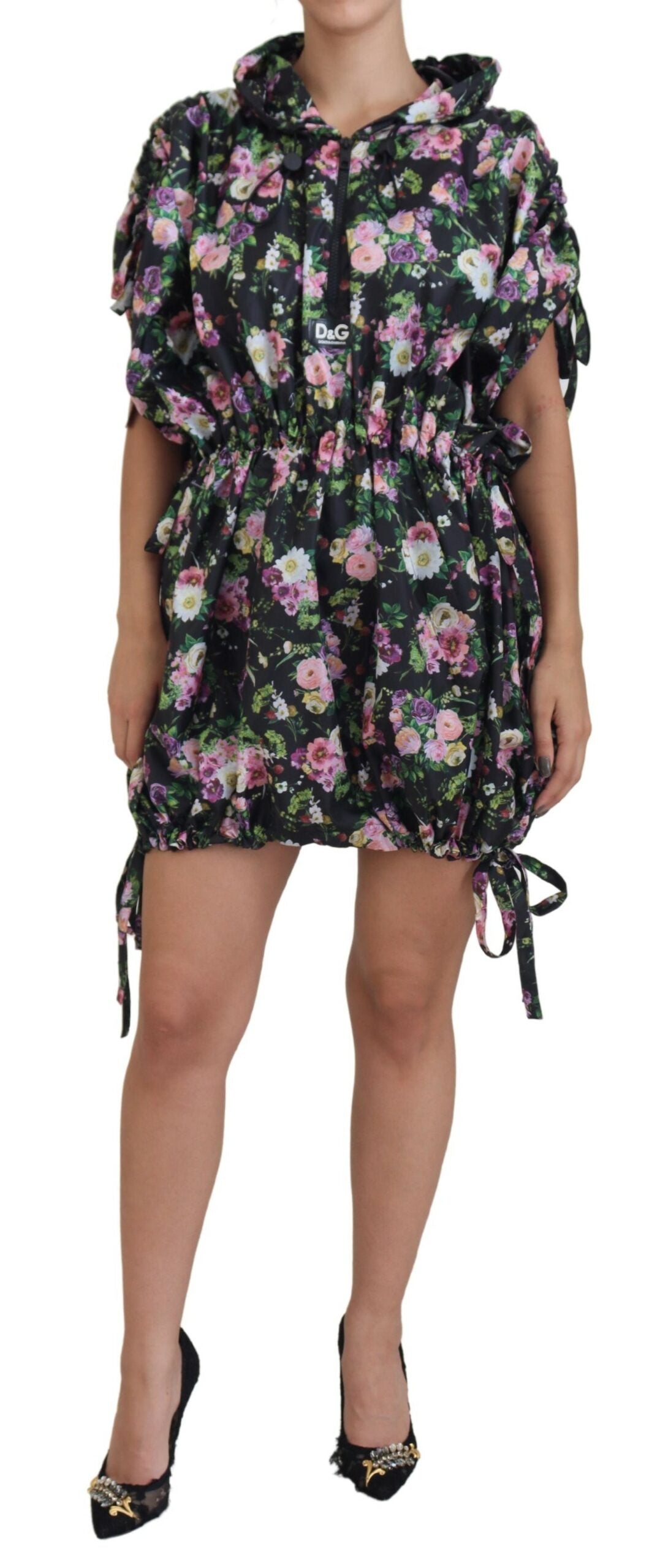 Elegant Floral Mini Dress with Logo Detail