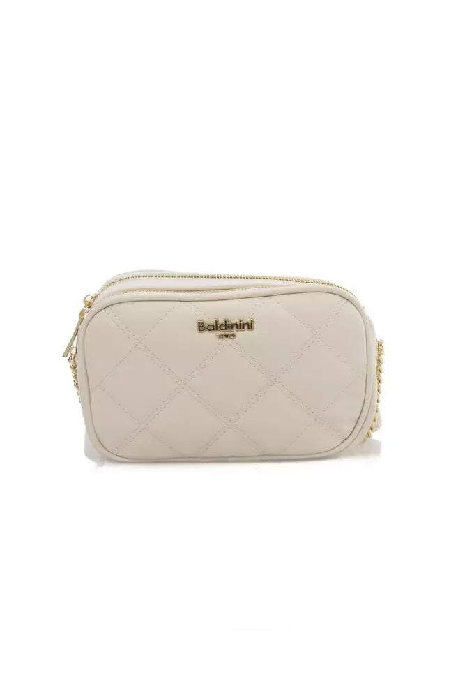 Beige Polyethylene Women Shoulder Bag