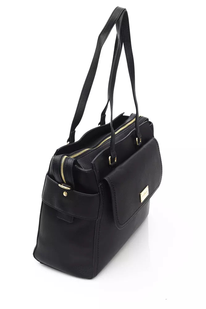 Black Polyethylene Women Handbag