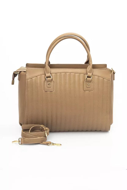 Beige Polyethylene Women Handbag