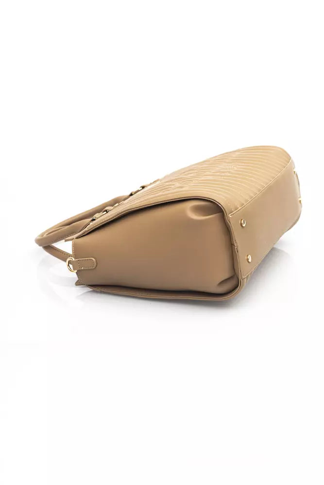 Beige Polyethylene Women Handbag