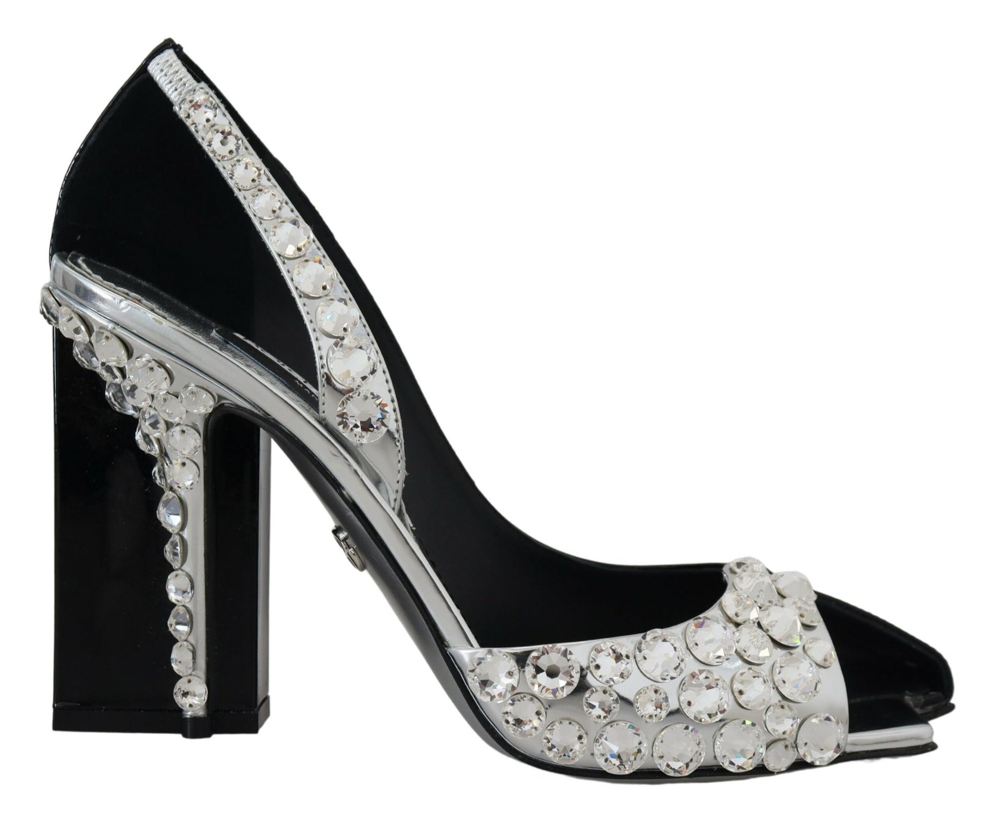 Elegant Crystals Embellished Leather Pumps