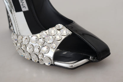 Elegant Crystals Embellished Leather Pumps