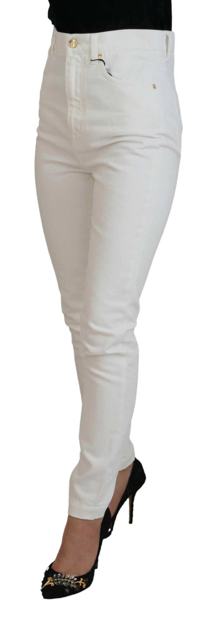 Svelte High Waist Slim Jeans in Off White