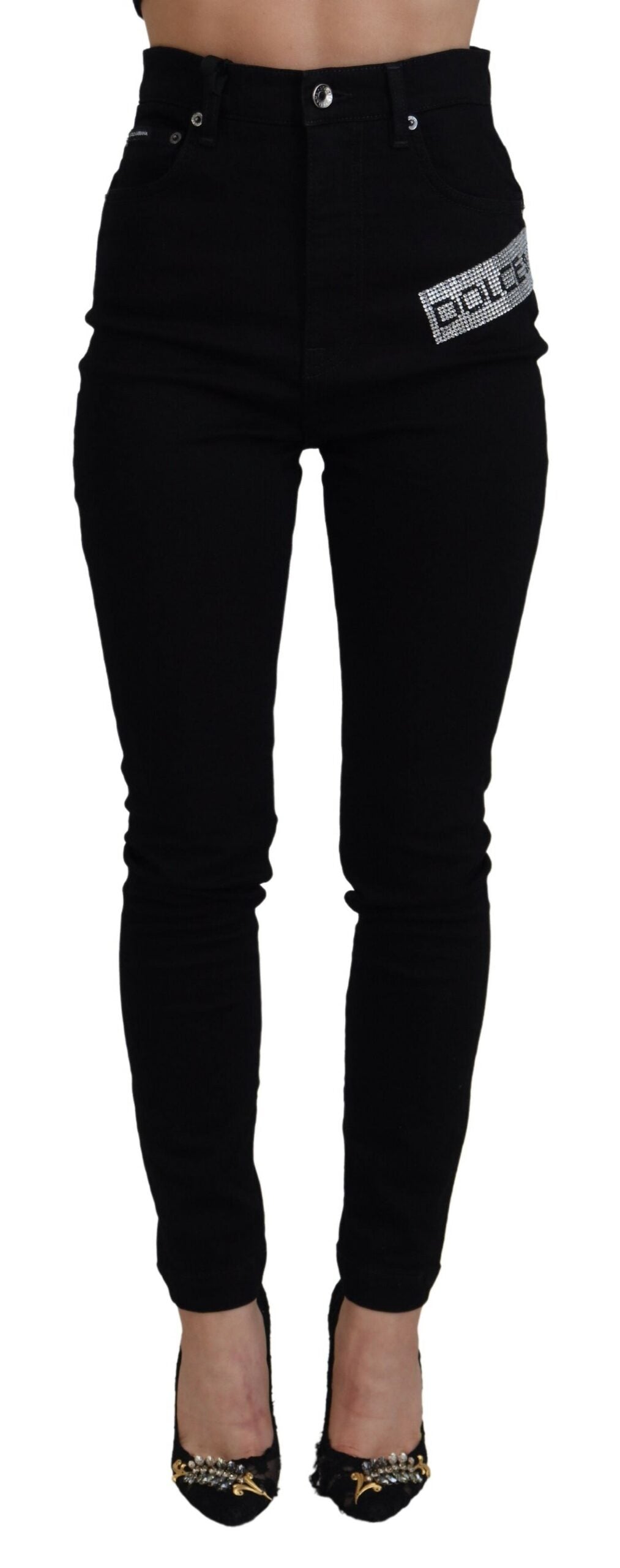 Chic High Waist Slim Fit Black Jeans