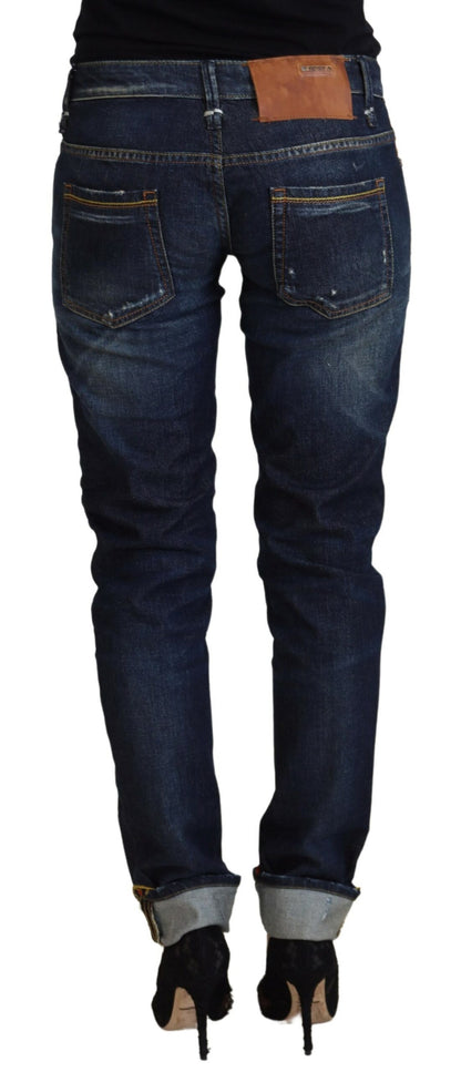 Elegant Slim Fit Low Waist Denim Pants