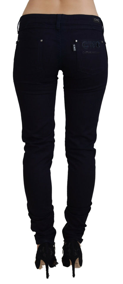 Chic Black Low Waist Denim Skinny Jeans