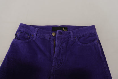 Elegant Purple Corduroy Straight Fit Pants