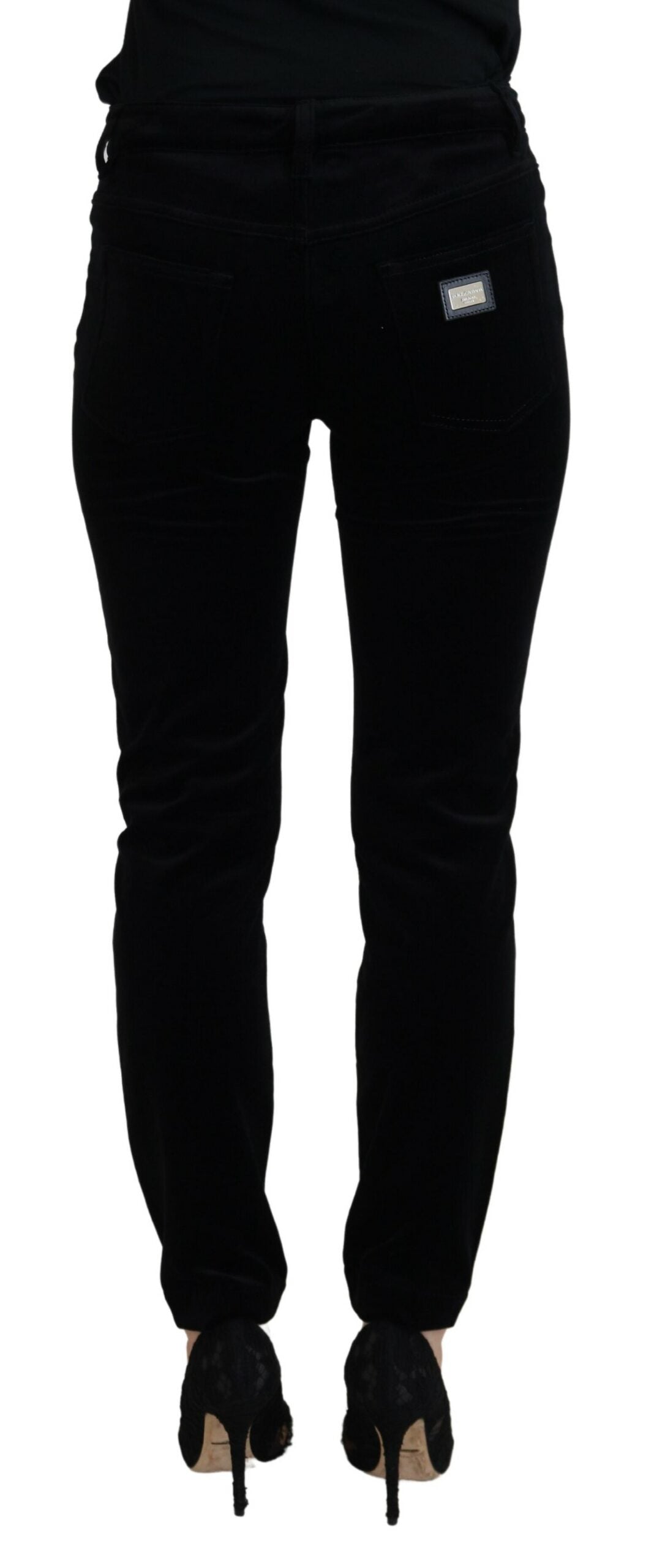 Chic Black Mid Waist Skinny Jeans