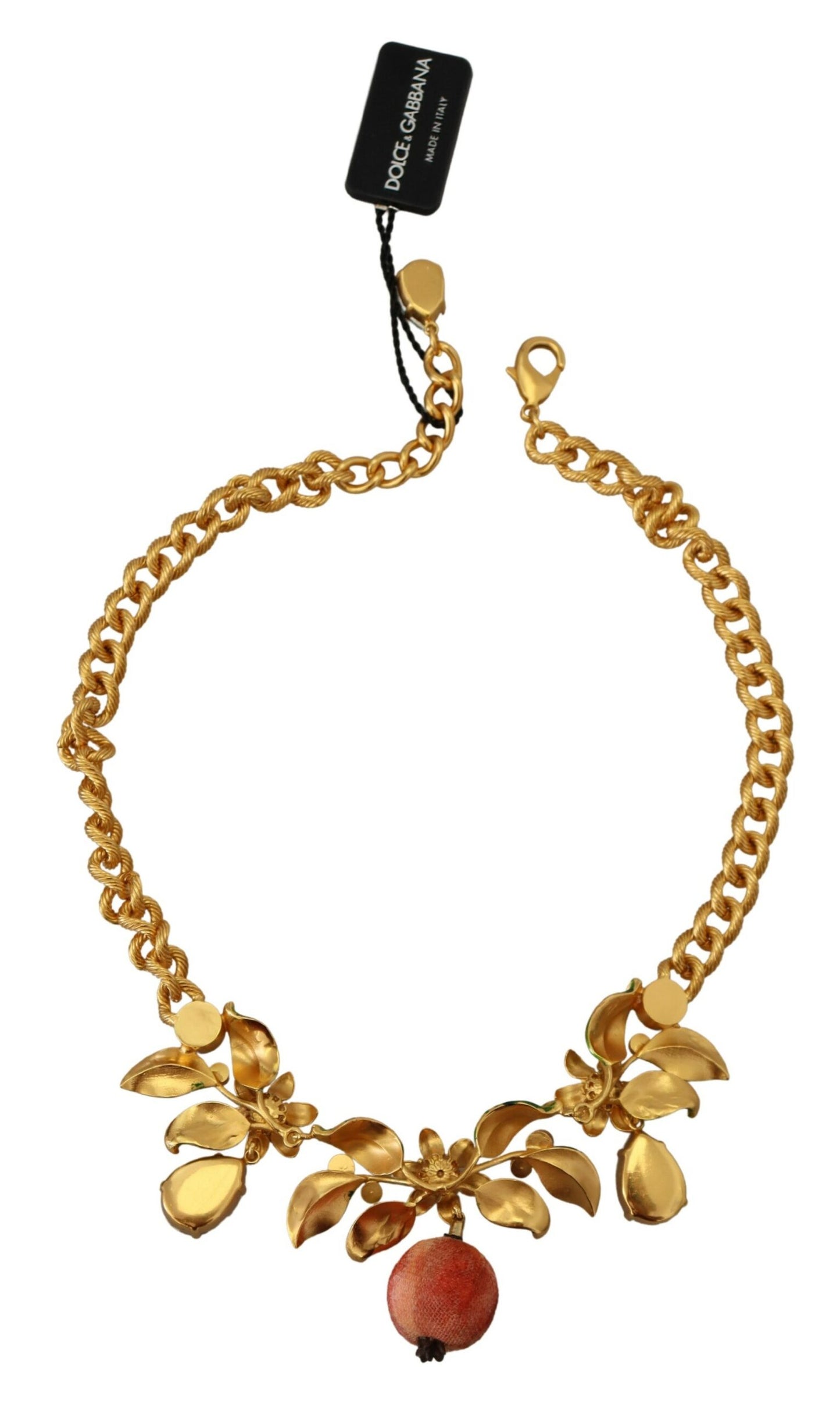 Elegant Floral Fruit Motif Gold Necklace