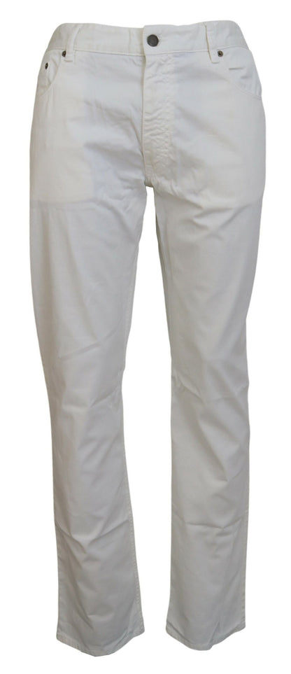 Elegant Ivory Straight-Fit Denim Jeans