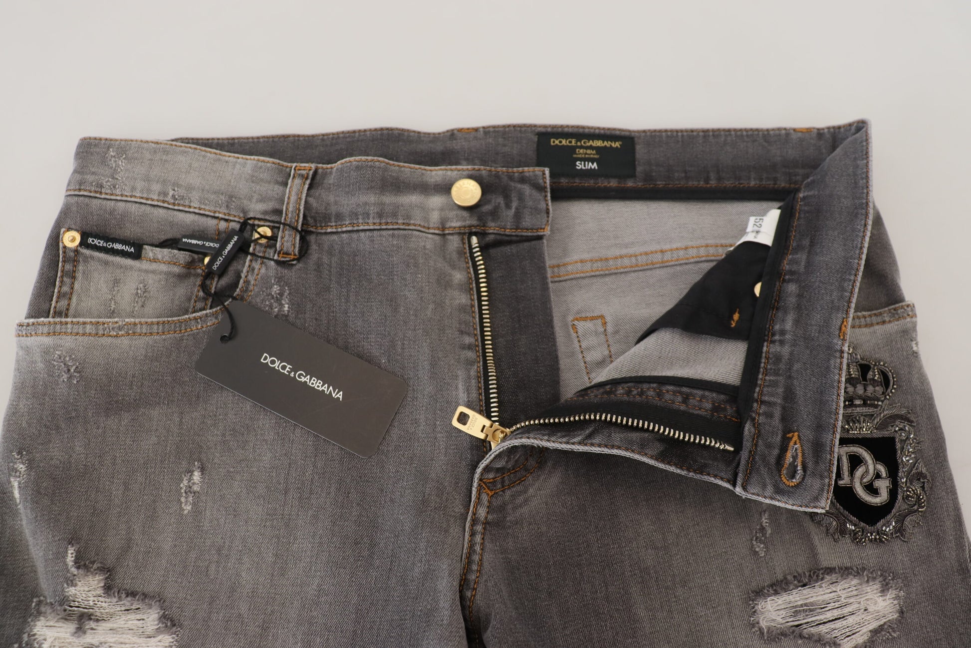 Elegant Gray Slim Fit Denim Jeans