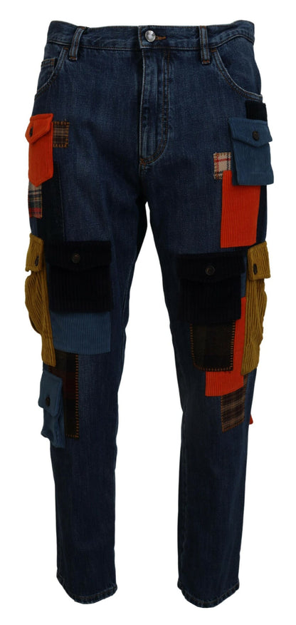 Chic Patchwork Cargo Denim Jeans