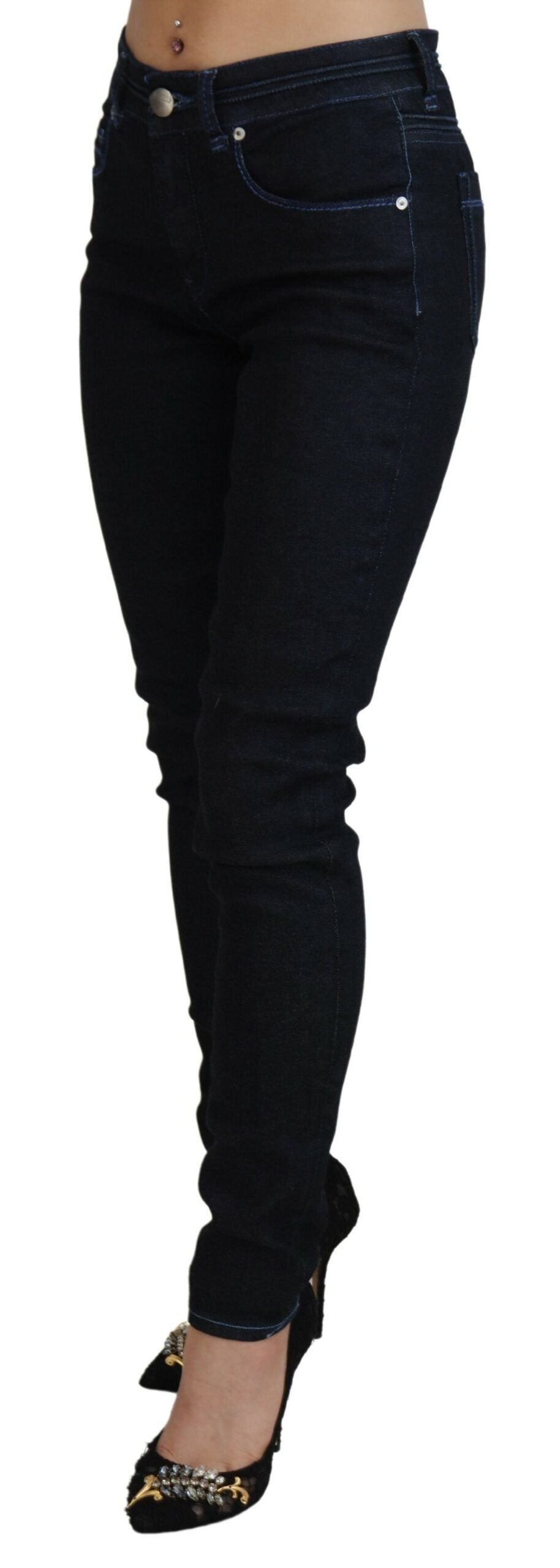 Chic Slim-Fit Cotton Denim in Dark Blue