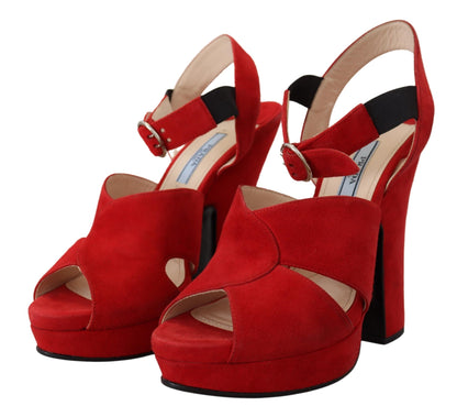 Radiant Red Suede Ankle Strap Sandals