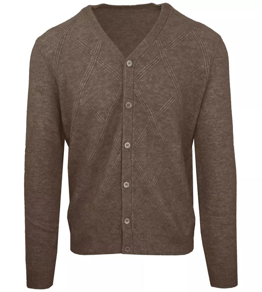 Elegant Wool-Cashmere Men's V-Neck Cardigan